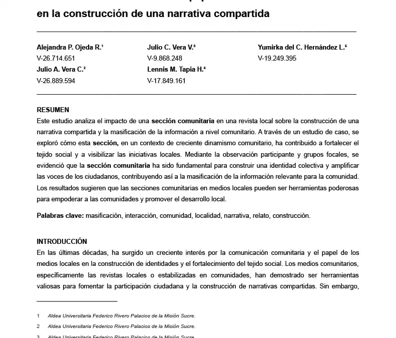 Masificando El Relato Local Comunitario